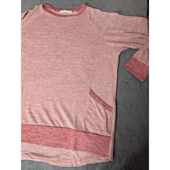 HAUTE EDITION Women's  Pink Slouchy Cozy Pocket Sweatshirt Tunic XL NWOT - Picture 4 of 7